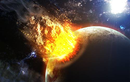 Collision météorite vs planète