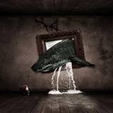 miniature Requin sortant d’un tableau