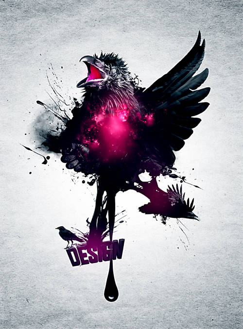 Raven design, un dessin avec un corbeau rose…